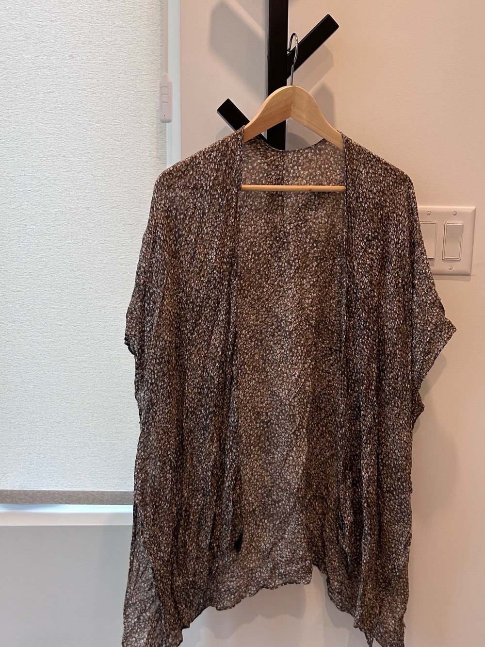Lightweight Printed Open-Front Kimono/Cover-Up Top